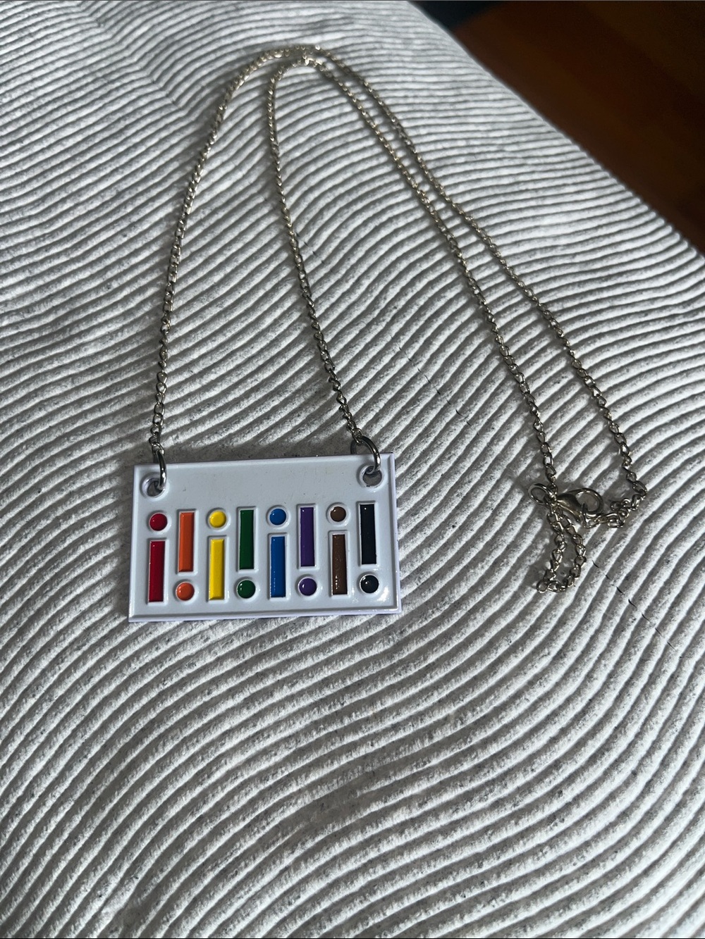 Multicolor Enamel Bar Pendant Necklace - White Backing